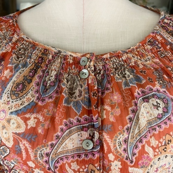 Sundance Silk Semi See Trough Silk Paisley Button Up Blouse - Picture 2 of 11